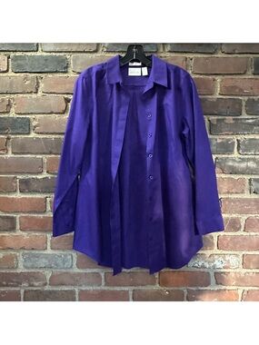 Chicos No Iron button up tunic shirt size 0 / 40 chest / 29.5” long